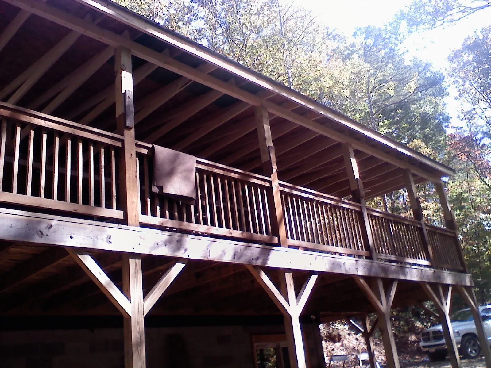 Timber framing under a new elevated porch and deck — Roof Leak Repair in Parkers Prairie by Roofing Brothers